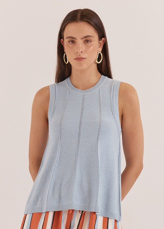 Krista Pointelle Tank in Pale Blue by SASS