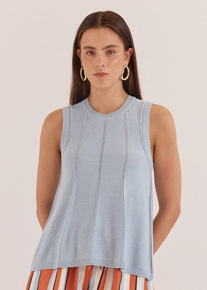 Krista Pointelle Tank in Pale Blue by SASS