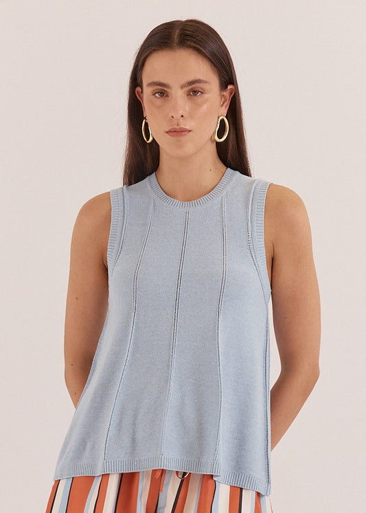 Krista Pointelle Tank in Pale Blue by SASS