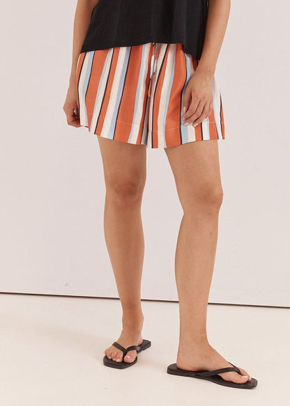Sarah Relaxed Short in Multi Stripe Print Orange by SASS