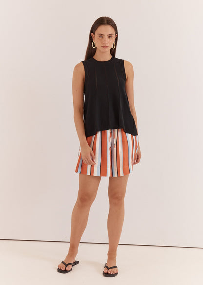 Sarah Relaxed Short in Multi Stripe Print Orange by SASS