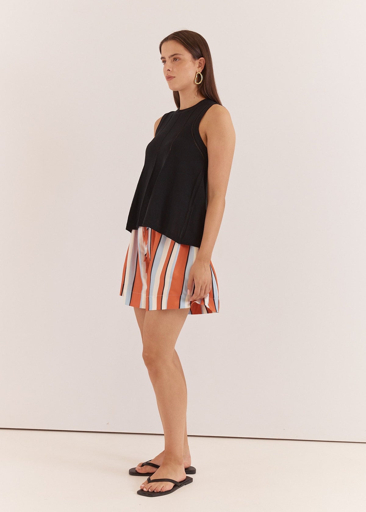 Sarah Relaxed Short in Multi Stripe Print Orange by SASS