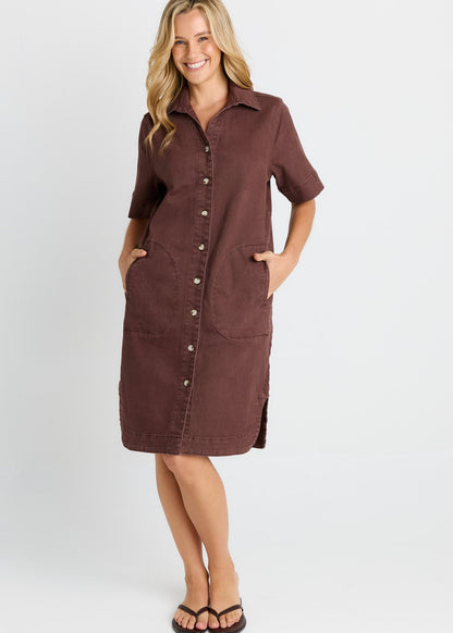 Dawson Denim Dress in Chocolate by Betty Basics
