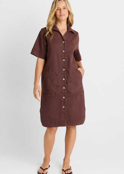 Dawson Denim Dress in Chocolate by Betty Basics