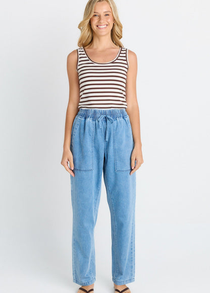 Emma Scoop Tank in Chocolate/White Stripes by Betty Basics