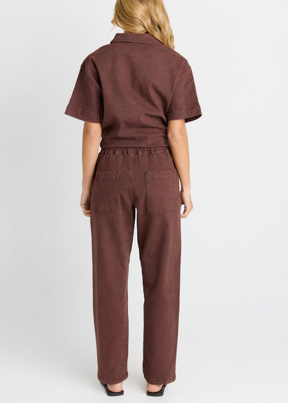 Quinn Denim Cotton Jogger in Chocolate by Betty Basics