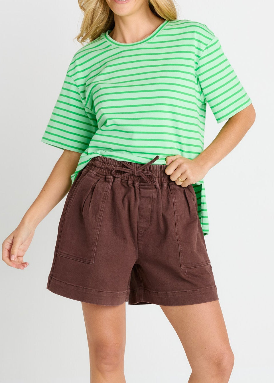 Quinn Shorts Cotton Denim in Chocolate by Betty Basics