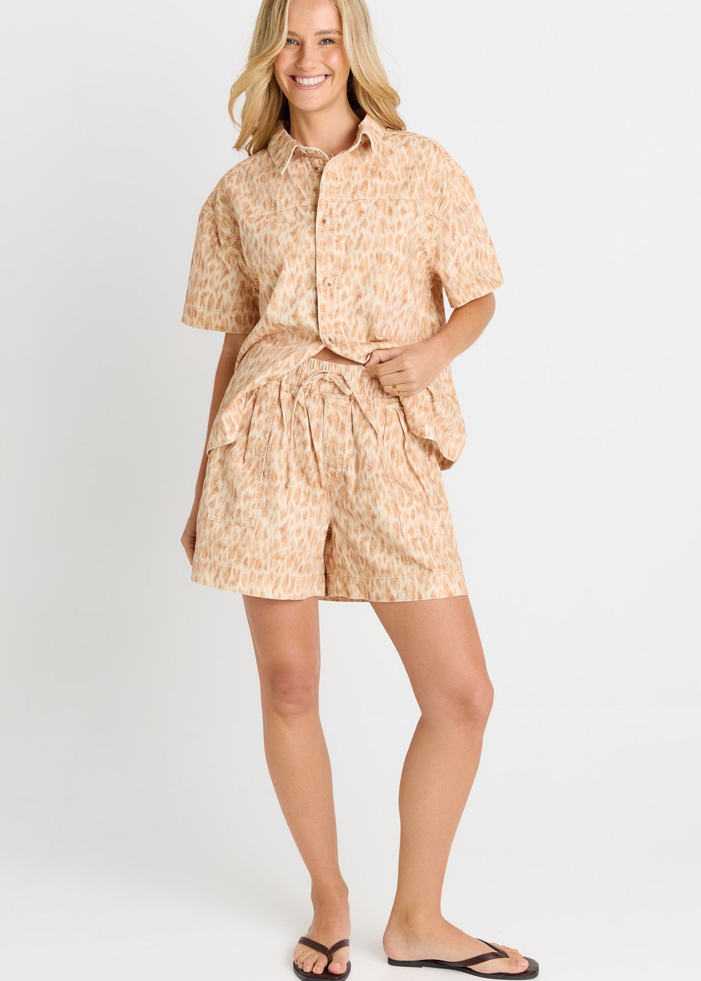Quinn Shorts Cotton Denim in Ocelot Print by Betty Basics
