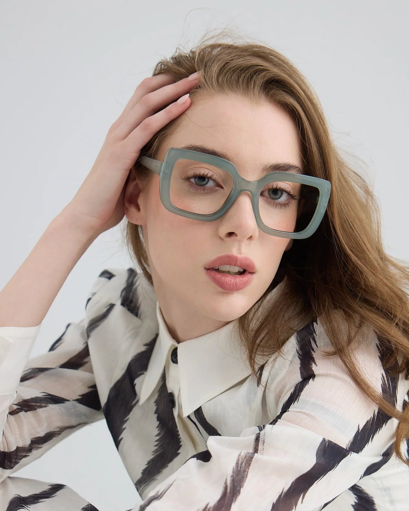 Aria Green Anti Blue Light Reading Glasses by Captivated Eyewear
