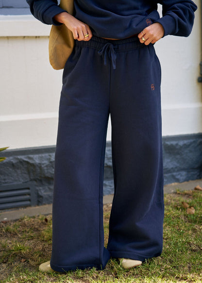 Ivy Wide Leg Trackpant in Heritage Navy by Ceres Life