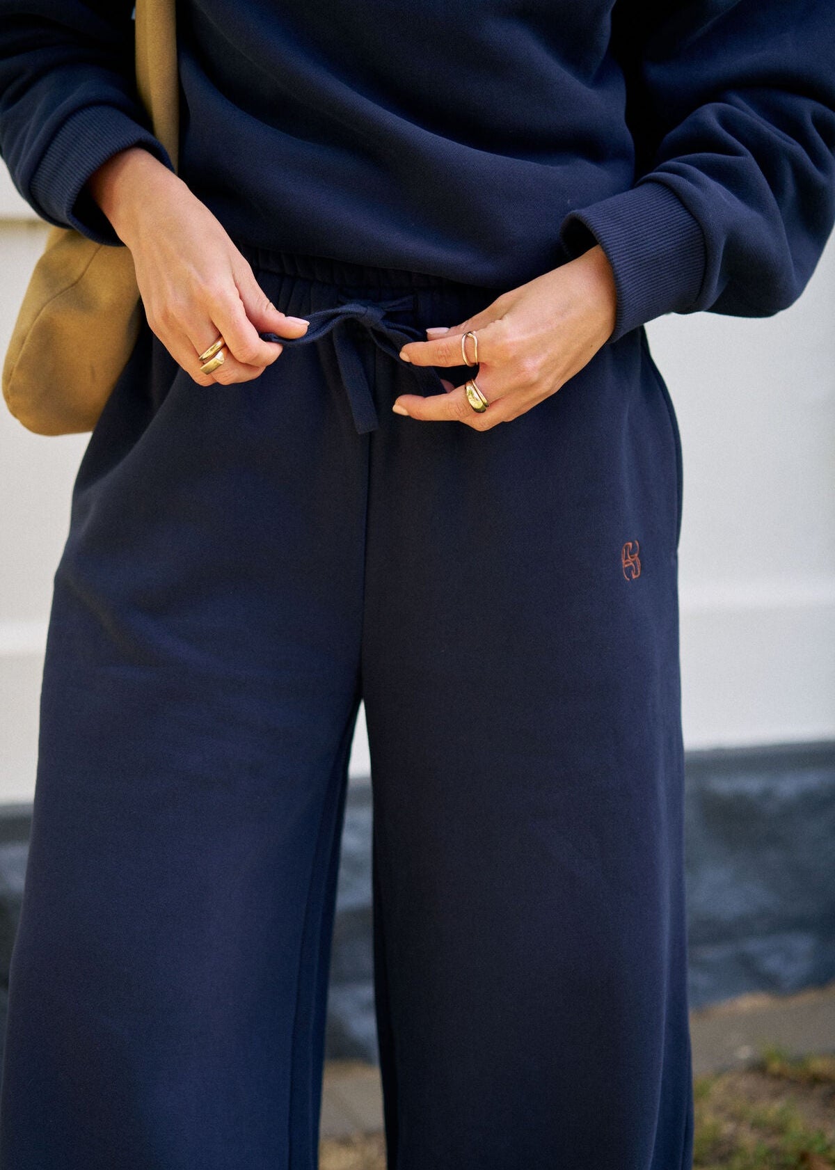 Ivy Wide Leg Trackpant in Heritage Navy by Ceres Life