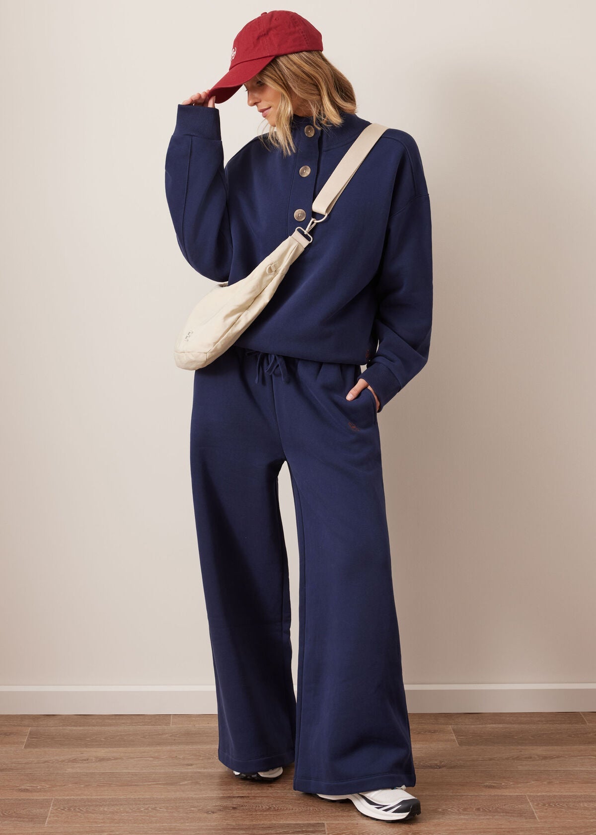 Ivy Wide Leg Trackpant in Heritage Navy by Ceres Life