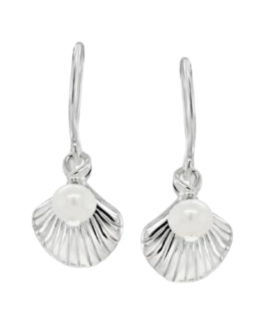 Siren Shell & Freshwater Pearl Earrings Sterling Silver