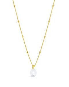 Eva Freshwater Pearl Ball Chain Necklace 18k Gold