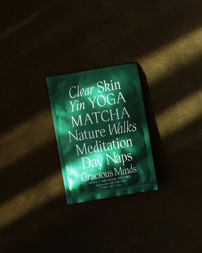 Purify & Pore Refine Sheet Mask by Gracious Minds clarifying botanical skincare treatment