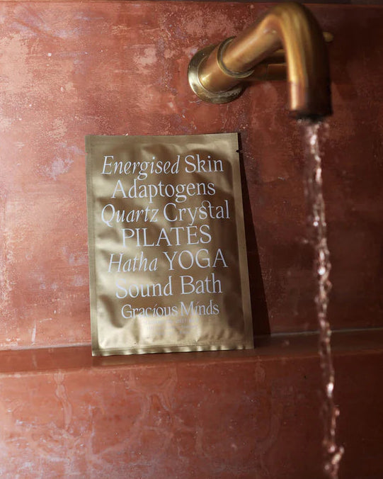 Gold sheet mask by Gracious Minds for glowing hydrated skin. Gracious Minds stockist Tamborine Mountain Gallery Walk Boutique Lola + Lola Loloma Living.