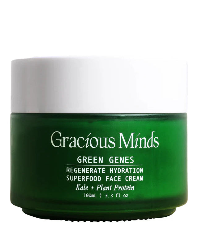 Green Genes face cream by Gracious Minds lightweight botanical moisturiser jar