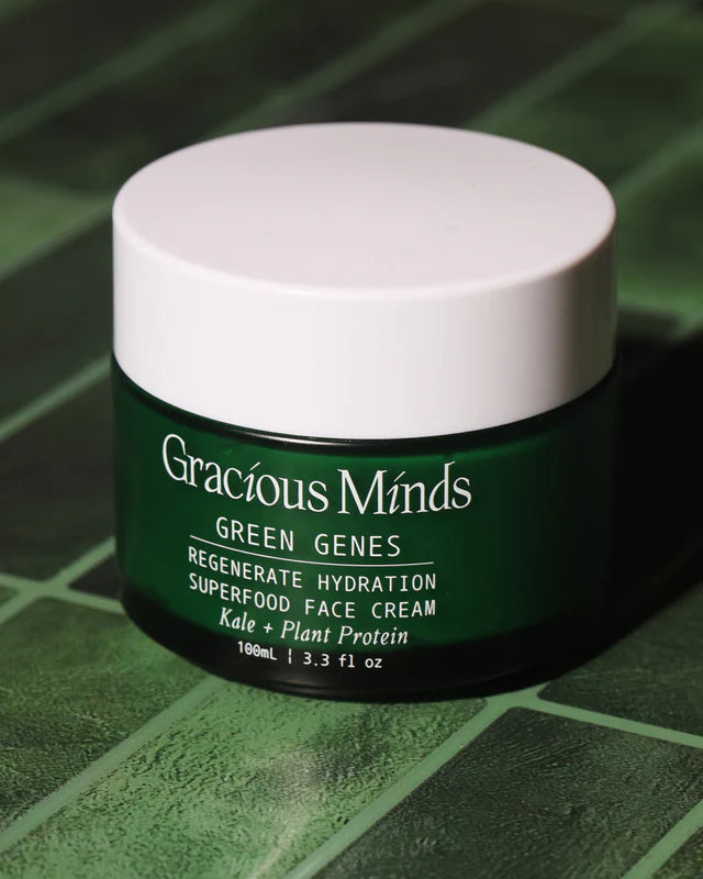 Green Genes face cream by Gracious Minds daily skincare ritual for hydrated skin.