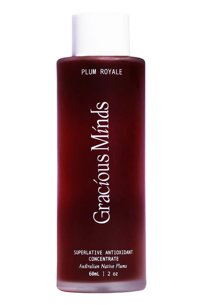 Close up of botanical serum being pressed into skin for glow and hydration. Plum Royale Superlative Antioxidant Concentrate by Gracious Minds skincare ritual.