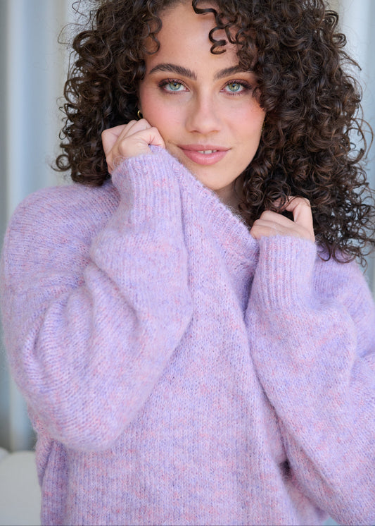 Fluffy Round Neck Knit Lilac
