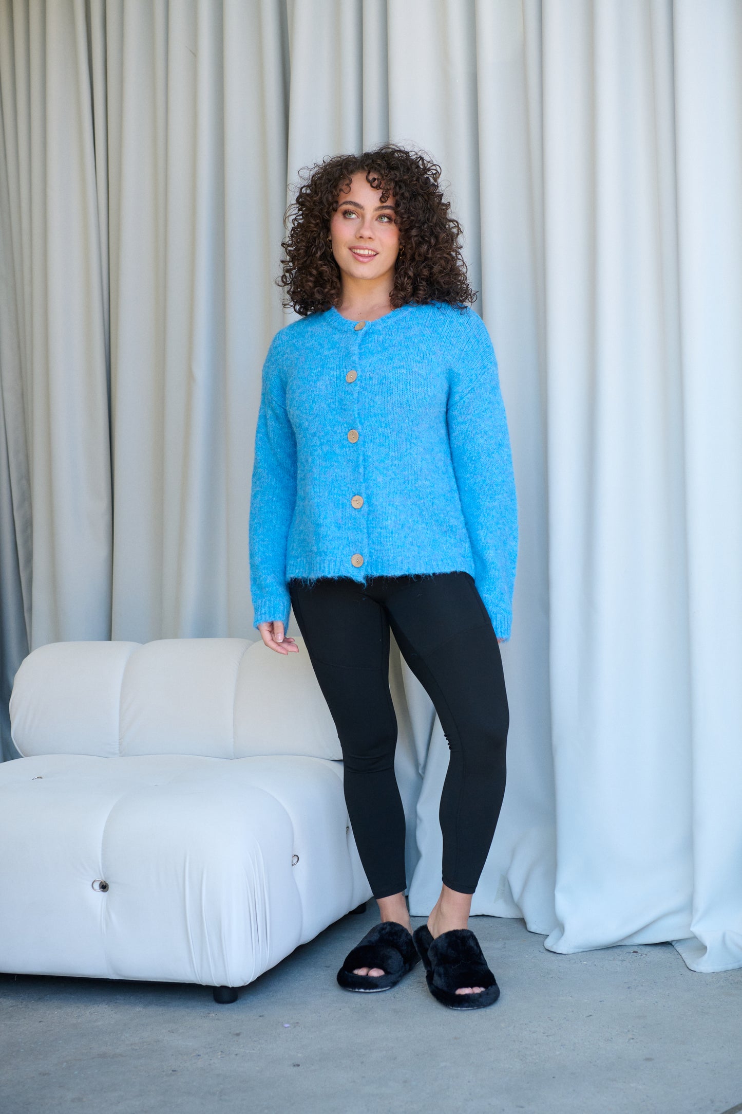 Fluffy Cardigan by Gelatu in Blue