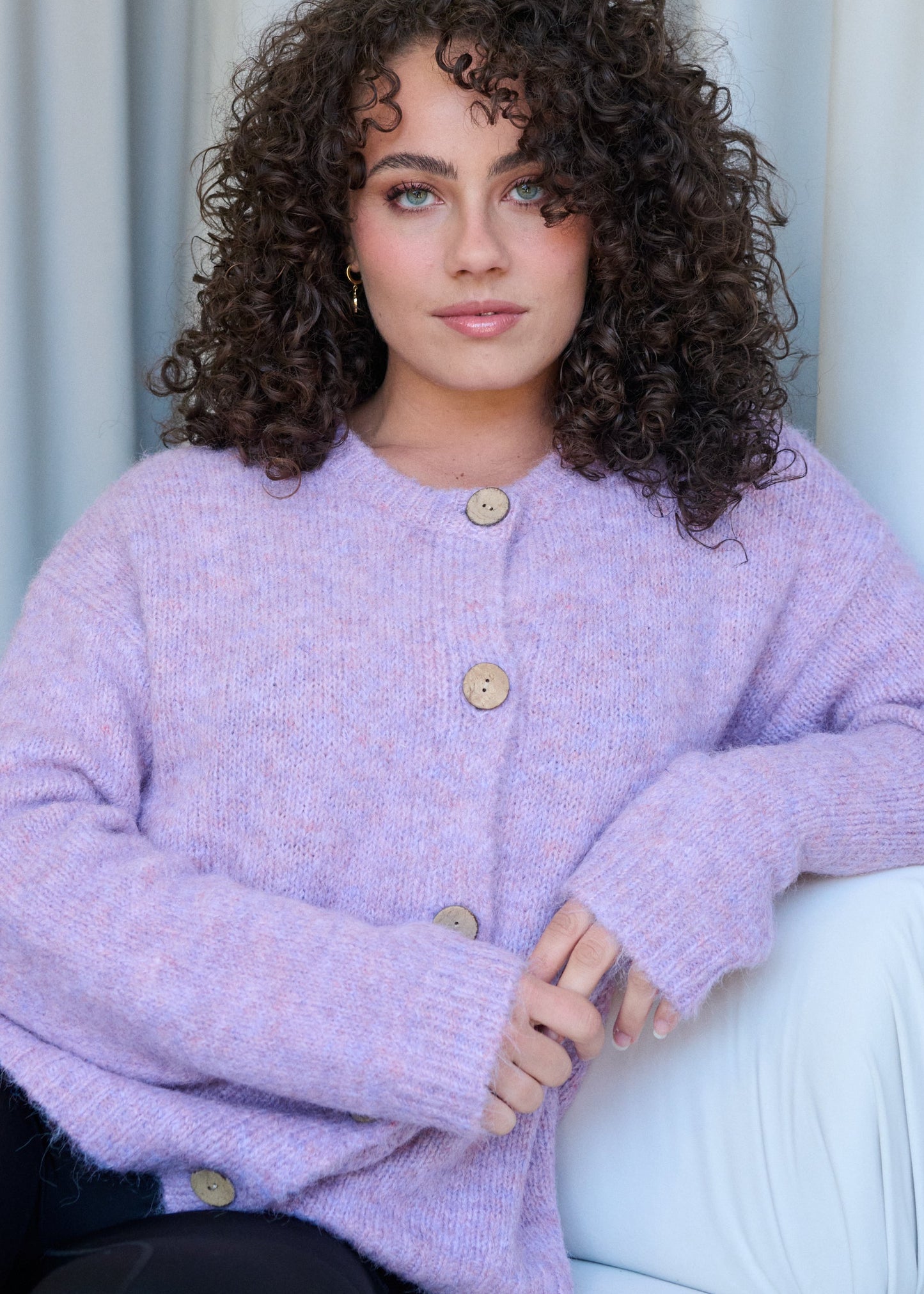 Fluffy Cardigan by Gelatu in Lilac
