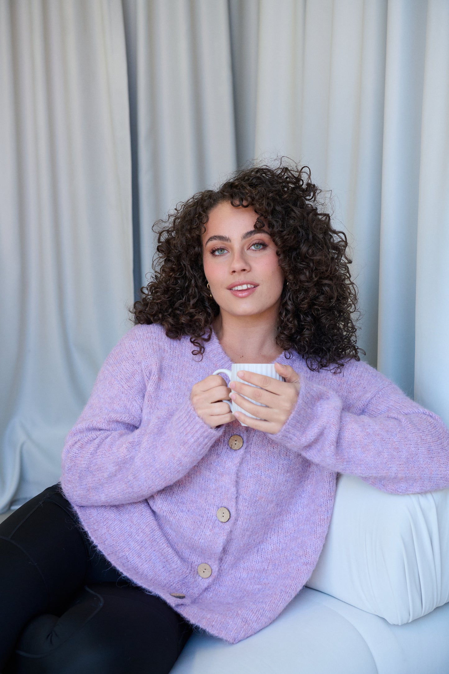 Fluffy Cardigan by Gelatu in Lilac