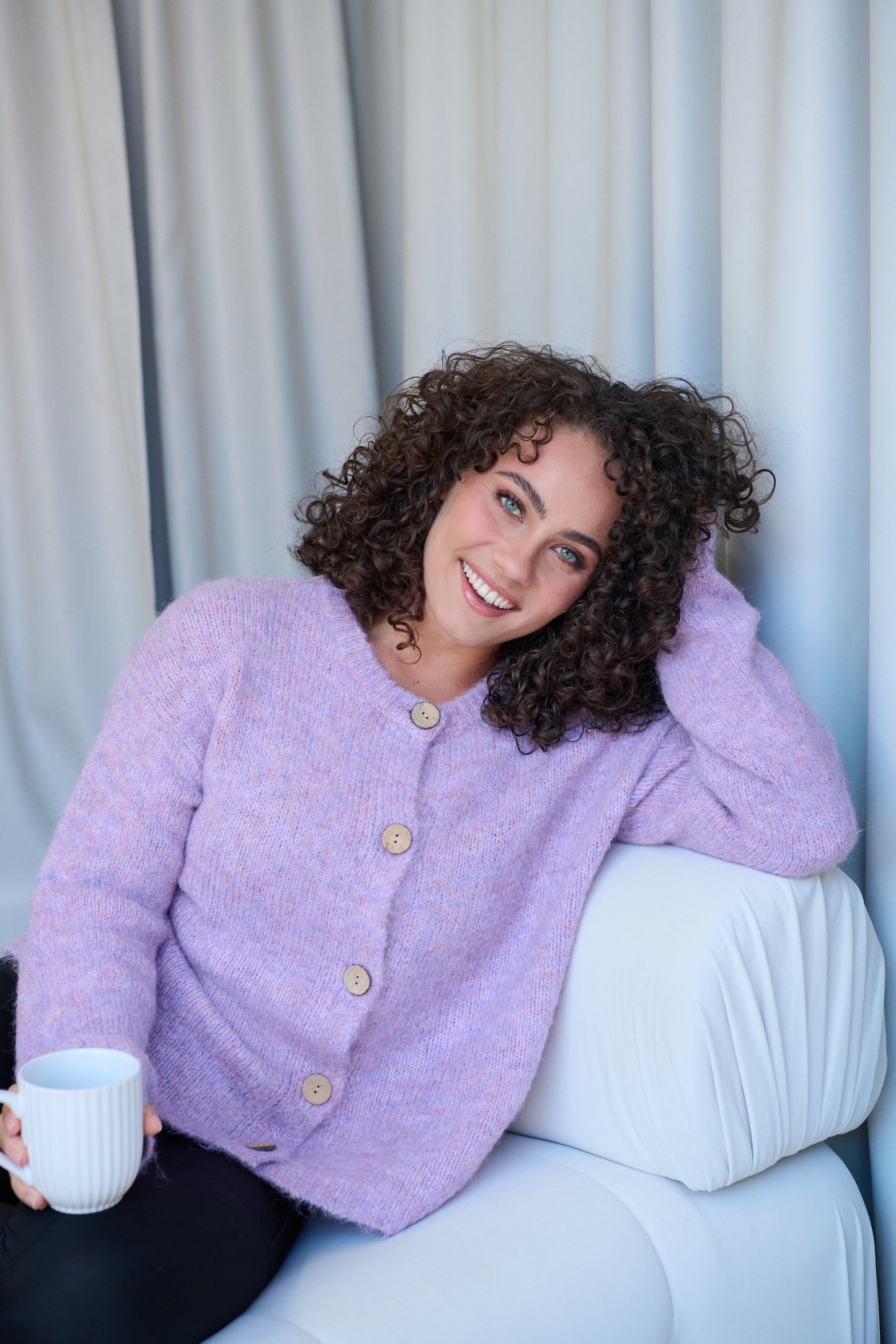 Fluffy Cardigan by Gelatu in Lilac