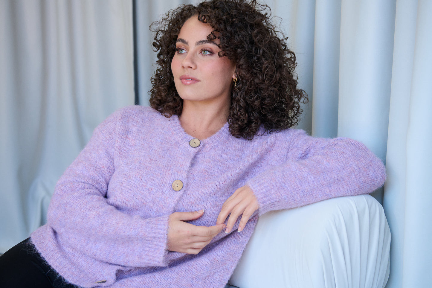 Fluffy Cardigan by Gelatu in Lilac