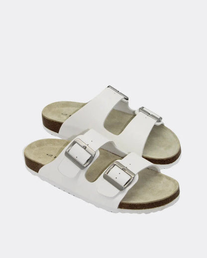 White Ibiza Slides by Human Shoes