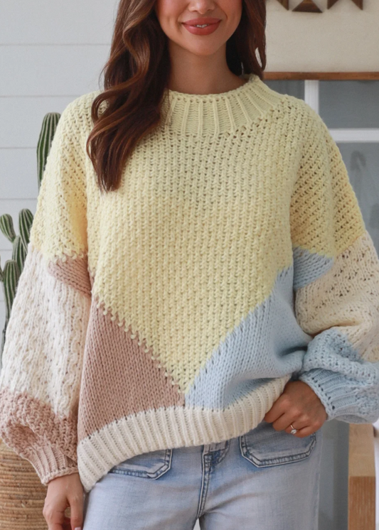 Lemon Block Colour Knit Jumper