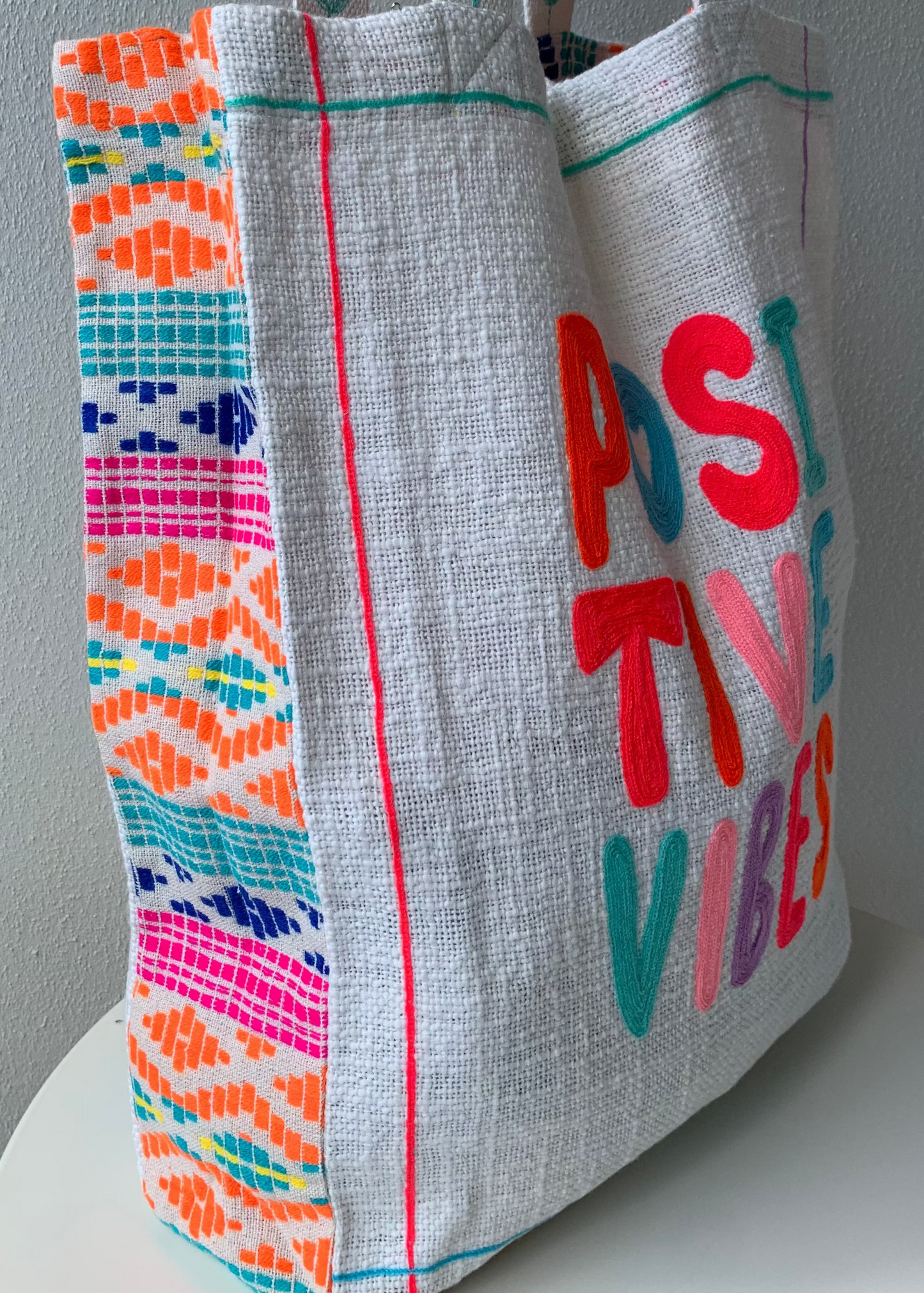 POSITIVE VIBES Embroidered Tote Bag