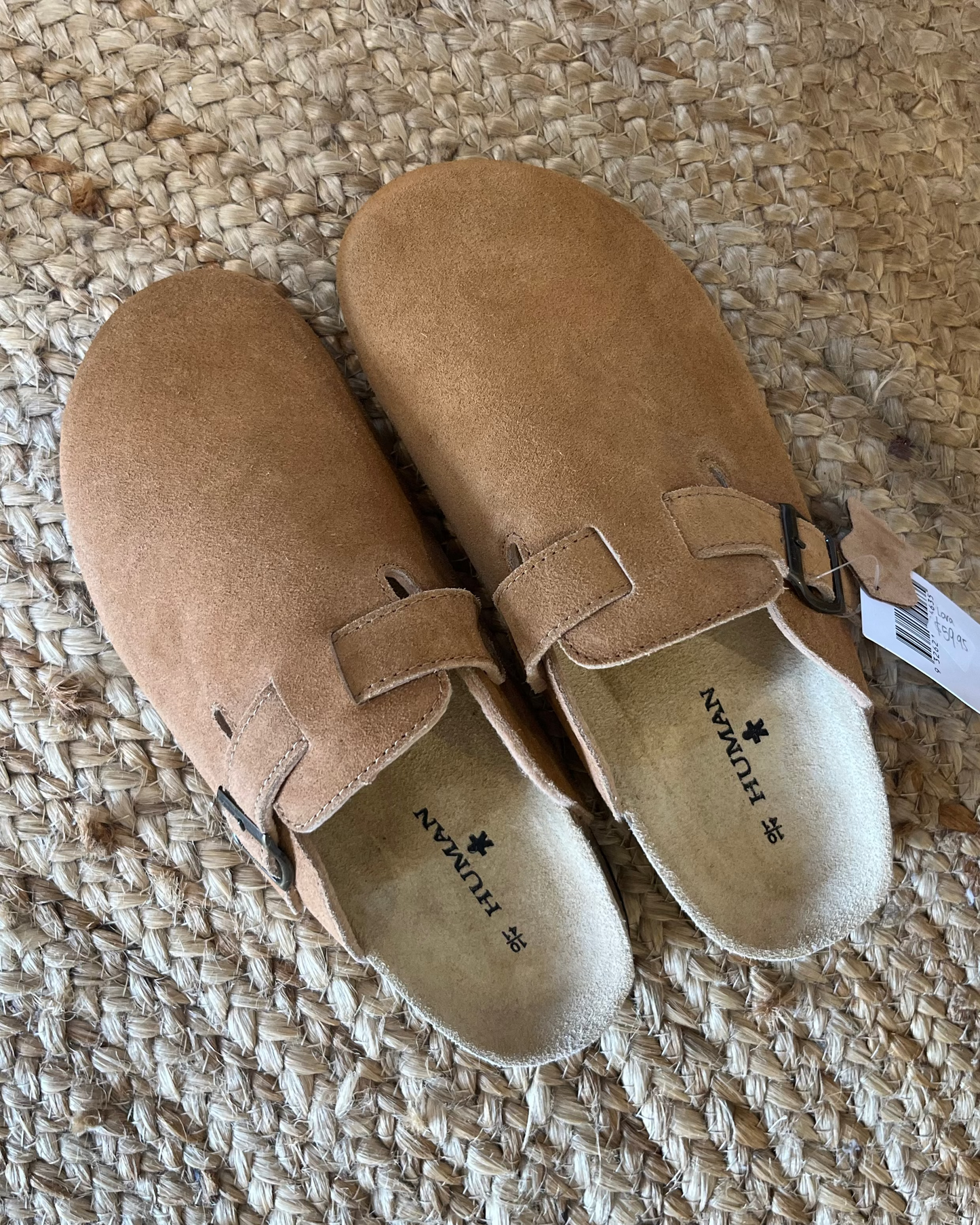 Lara Suede Slides in Tan by Human Shoes