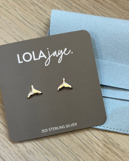Whale Tail Stud Earrings 925 Sterling Silver