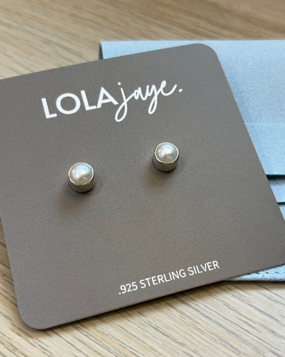 Pearl Casing Studs Earrings 925 Sterling Silver