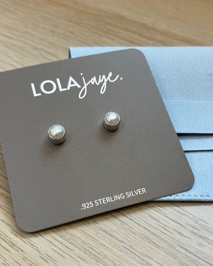 Pearl Casing Studs Earrings 925 Sterling Silver