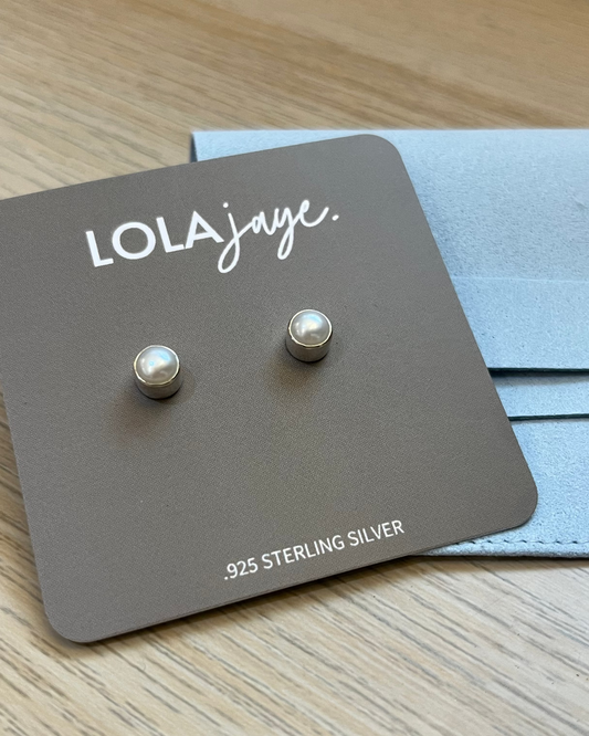 Pearl Casing Studs Earrings 925 Sterling Silver