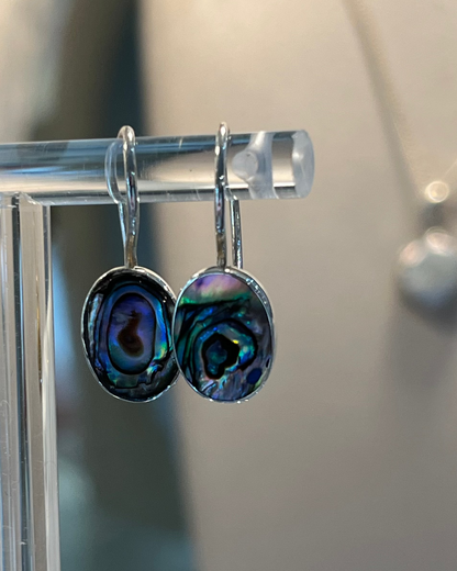 Paua Shell Hook Earrings 925 Sterling Silver