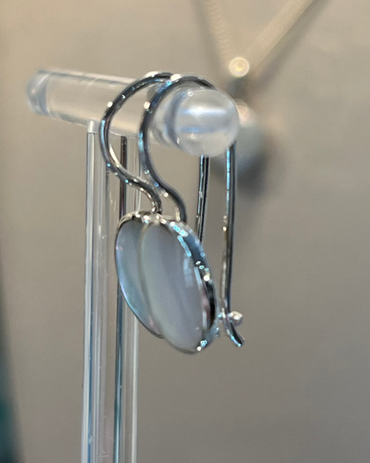 Mother of Pearl Hook Earrings 925 Sterling Silver