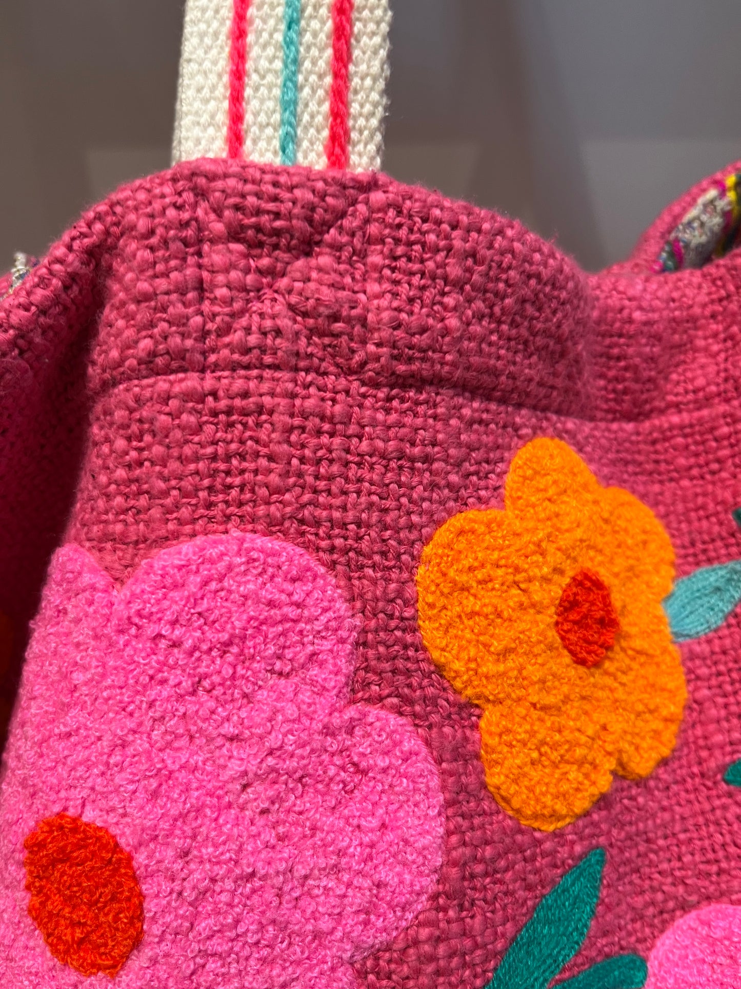 Flower Power Embroidered Tote Bag