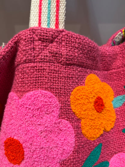 Flower Power Embroidered Tote Bag