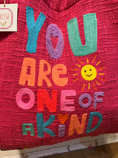ONE OF A KIND Embroidered Tote Bag