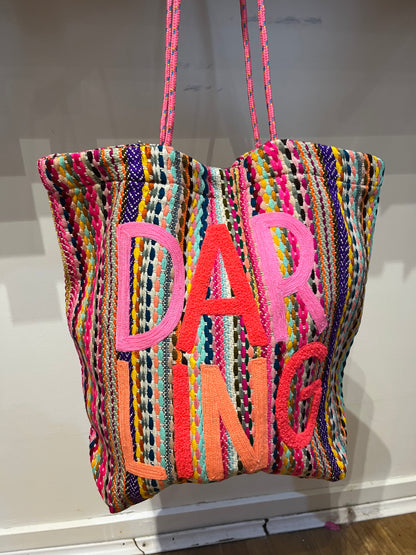 DARLING Embroidered Tote Bag