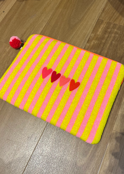 Hearts Embroidered Laptop Sleeve