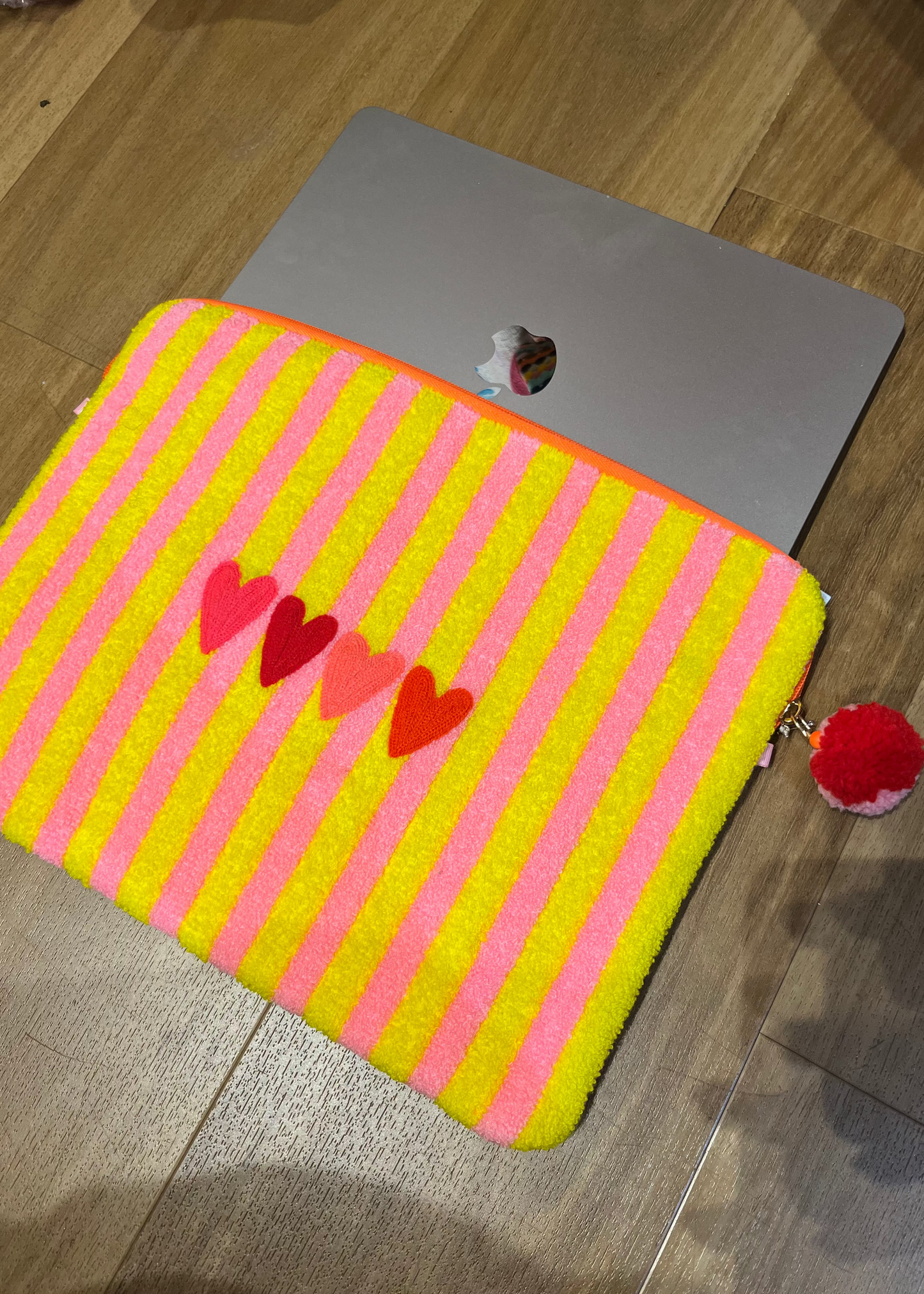 Hearts Embroidered Laptop Sleeve