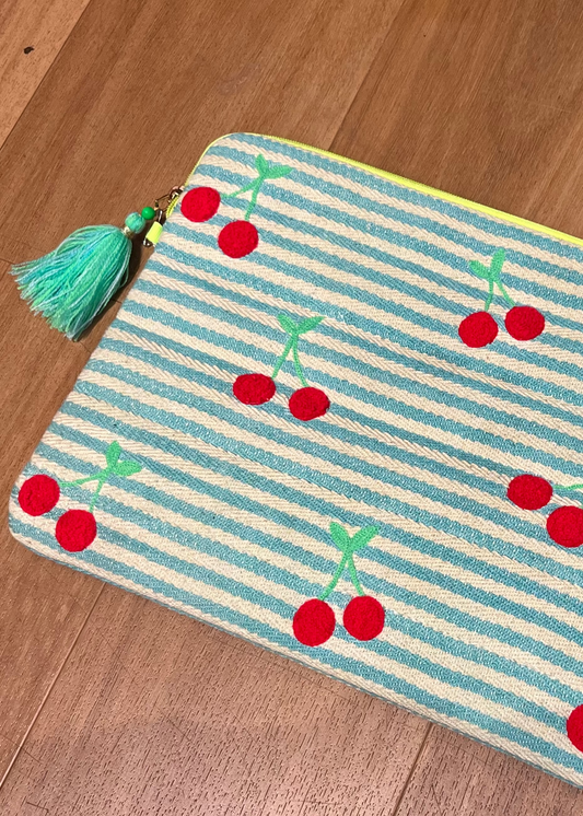 Cherry Embroidered Laptop Sleeve