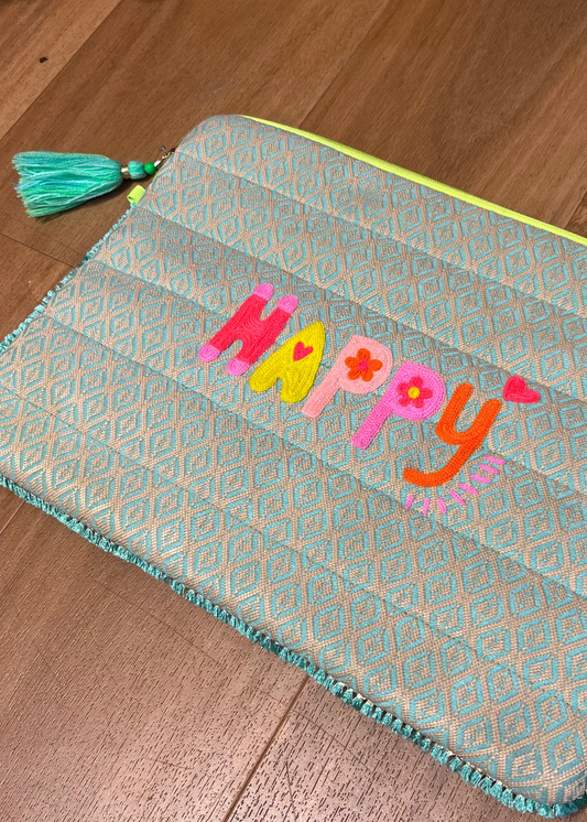 HAPPY Embroidered Laptop Sleeve