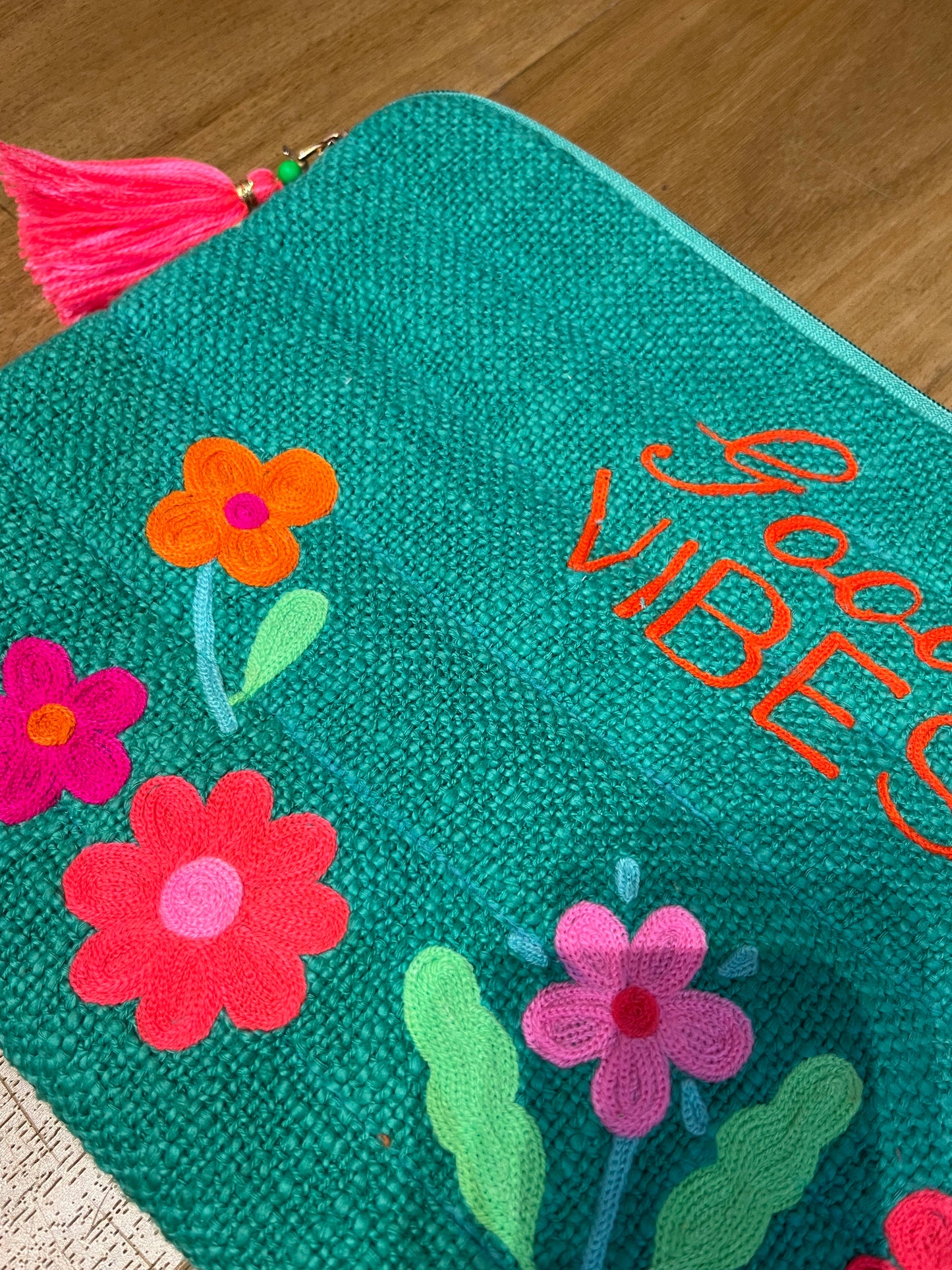 GOOD VIBES Embroidered Laptop Sleeve