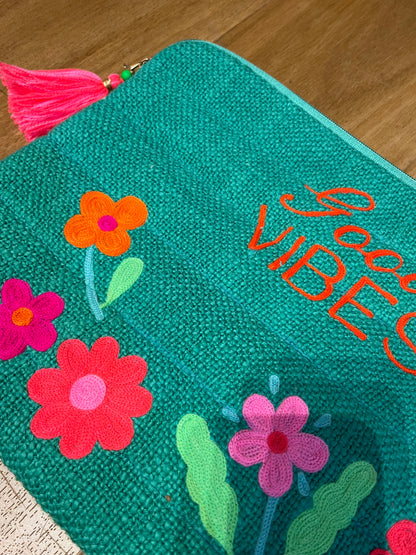 GOOD VIBES Embroidered Laptop Sleeve