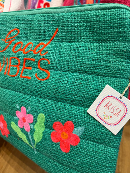 GOOD VIBES Embroidered Laptop Sleeve